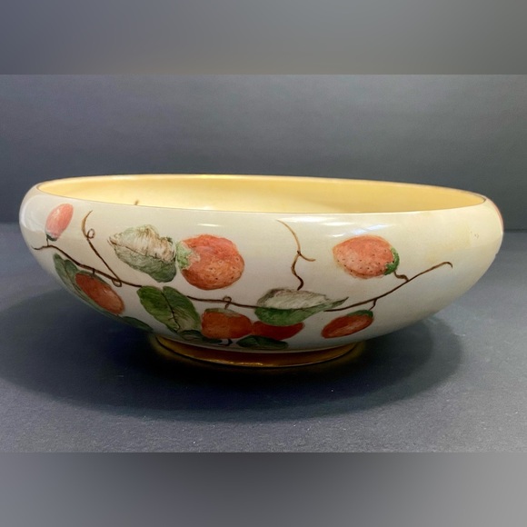 Vtg Limoges Hand Painted Porcelain Strawberry Bowl Gold Guild Art Nouveau 1934 - Picture 3 of 16